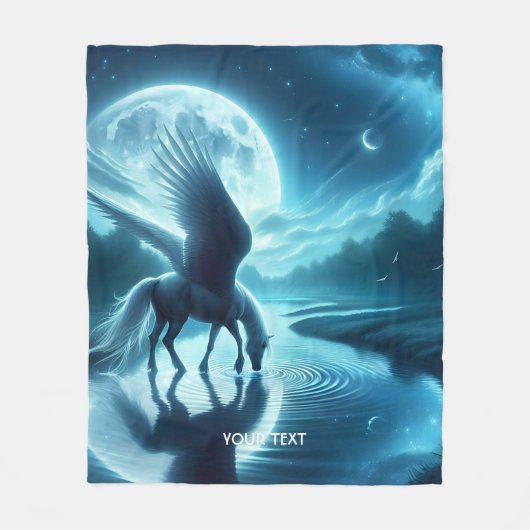 Fantasy Niedlich Horse Wings Moon Fleecedecke (Vorderseite)