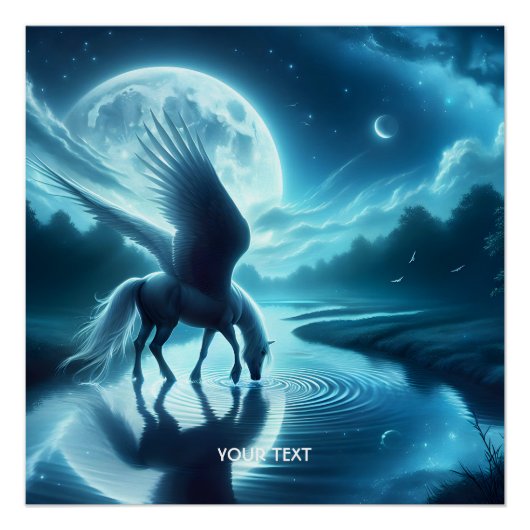 Fantasy Niedlich Horse Wings Moon Poster (Vorderseite)