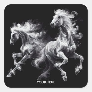 Fantasy Niedlich Horses Rauch Aufstieg Quadratischer Aufkleber