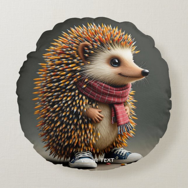 Fantasy Niedlich Igel Sharp Needles Rundes Kissen (Vorderseite)