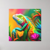 Fantasy Niedlich Iguana Art Deco Stil Leinwanddruck (Vorderseite)