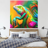 Fantasy Niedlich Iguana Art Deco Stil Leinwanddruck (Insitu (Schlafzimmer))