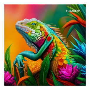 Fantasy Niedlich Iguana Art Deco Stil Poster