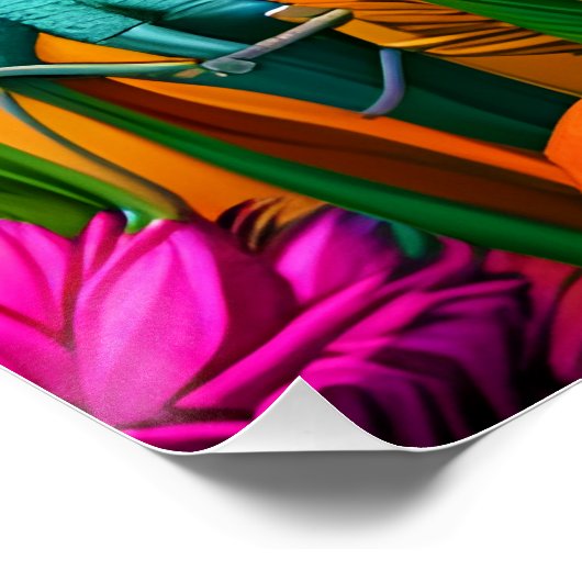 Fantasy Niedlich Iguana Art Deco Stil Poster (Ecke)