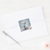 Fantasy Niedlich Jackalope Winter Ice Quadratischer Aufkleber (Umschlag)