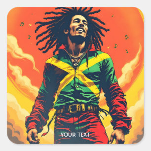 Fantasy Niedlich Jamaica Flag Sun Quadratischer Aufkleber