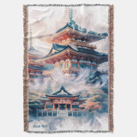 Fantasy Niedlich Japanischer Tempel Wasserfarbe Decke (Vorderseite Vertikal)