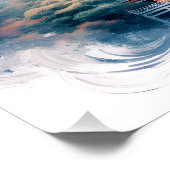 Fantasy Niedlich Japanischer Tempel Wasserfarbe Poster (Ecke)
