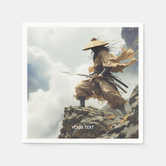 Fantasy Niedlich Katana Samurai Wolken Serviette (Vorderseite)