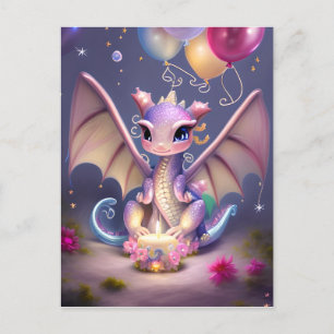 Fantasy Niedlich Kawaii Baby Dragon Postkarte