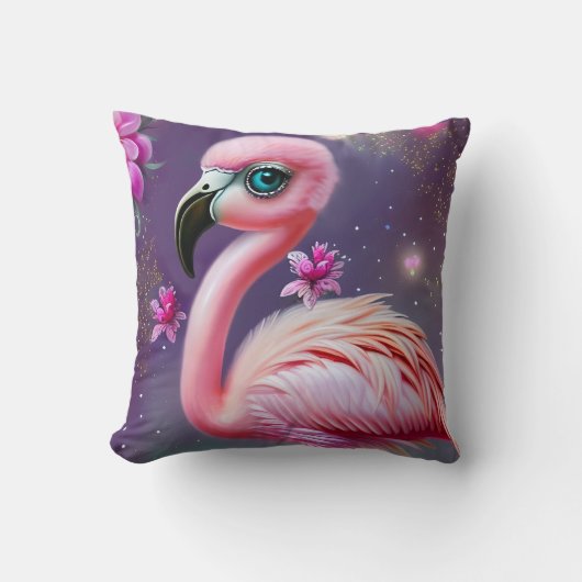 Fantasy Niedlich Kawaii Babyflamingo Kissen (Vorderseite)