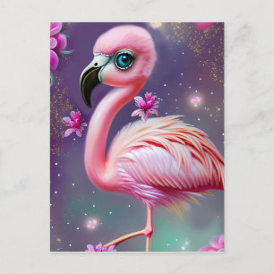 Fantasy Niedlich Kawaii Babyflamingo Postkarte