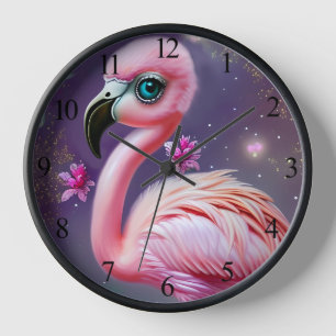 Fantasy Niedlich Kawaii Babyflamingo Uhr