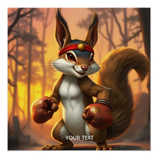 Fantasy Niedlich Kickboxer Eichhörnchenwald Poster (Vorderseite)
