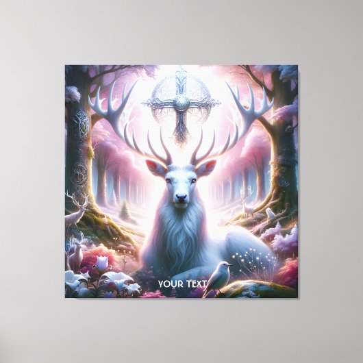 Fantasy Niedlich King Deer Blume Leinwanddruck (Vorderseite)