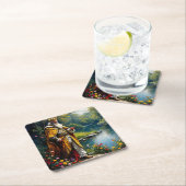 Fantasy Niedlich King Fishing Rechteckiger Pappuntersetzer (Vor Ort)