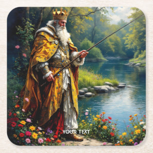 Fantasy Niedlich King Fishing Rechteckiger Pappuntersetzer