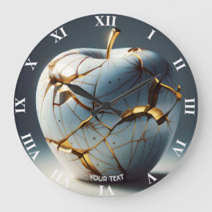 Fantasy Niedlich Kintsugi Porcelain Apple Große Wanduhr