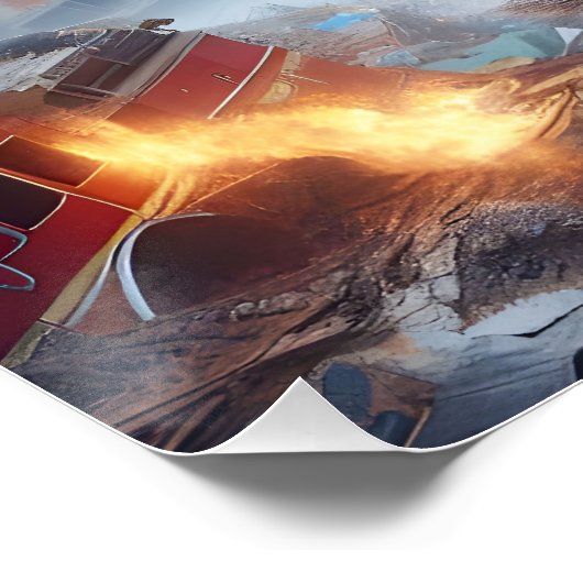 Fantasy Niedlich Kitten Dog Fire Poster (Ecke)