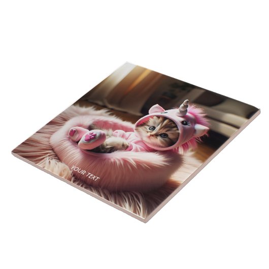 Fantasy Niedlich Kitten Einhornbett Fliese (Seite)