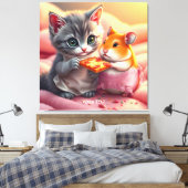 Fantasy Niedlich Kitten Hamster Pizza Leinwanddruck (Insitu (Schlafzimmer))