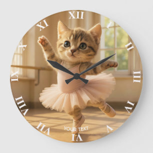 Fantasy Niedlich Kitten Kleine Ballerina Große Wanduhr
