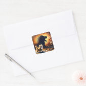 Fantasy Niedlich Kitten Lion Shadow Quadratischer Aufkleber (Umschlag)
