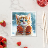 Fantasy Niedlich Kitten Mittens Schnee Serviette (Beispiel)
