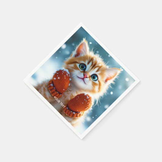 Fantasy Niedlich Kitten Mittens Schnee Serviette (Ecke)