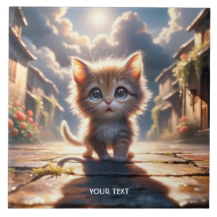 Fantasy Niedlich Kitten Road City Fliese