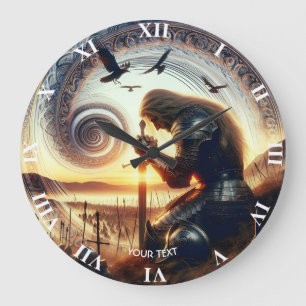 Fantasy Niedlich Knight Sword Legende Große Wanduhr