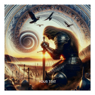 Fantasy Niedlich Knight Sword Legende Poster
