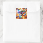Fantasy Niedlich Koala Dancing Disco Quadratischer Aufkleber (Tasche)