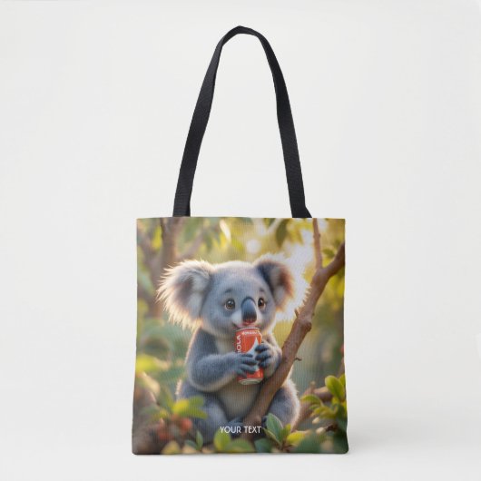 Fantasy Niedlich Koala Drinks Tree Tasche (Vorderseite)