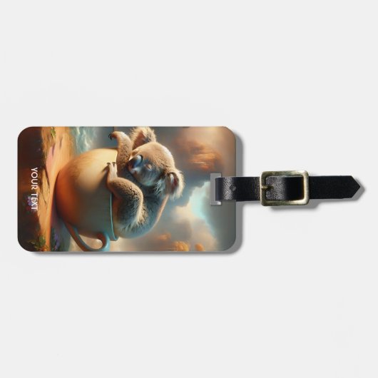 Fantasy Niedlich Koala Tea Cup Gepäckanhänger (Vorderseite horizontal)