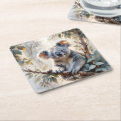 Fantasy Niedlich Koala Tree Wasserfarbe Rechteckiger Pappuntersetzer (angewinkelt)