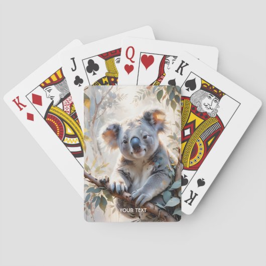 Fantasy Niedlich Koala Tree Wasserfarbe Spielkarten (Rückseite)