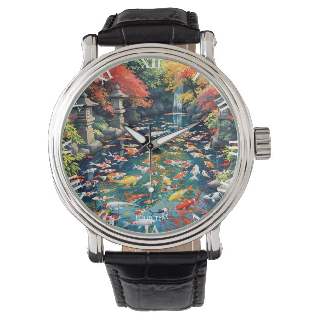 Fantasy Niedlich Koi Fish Pond Armbanduhr (Vorderseite)