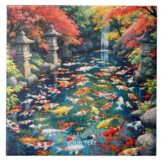 Fantasy Niedlich Koi Fish Pond Fliese (Vorderseite)