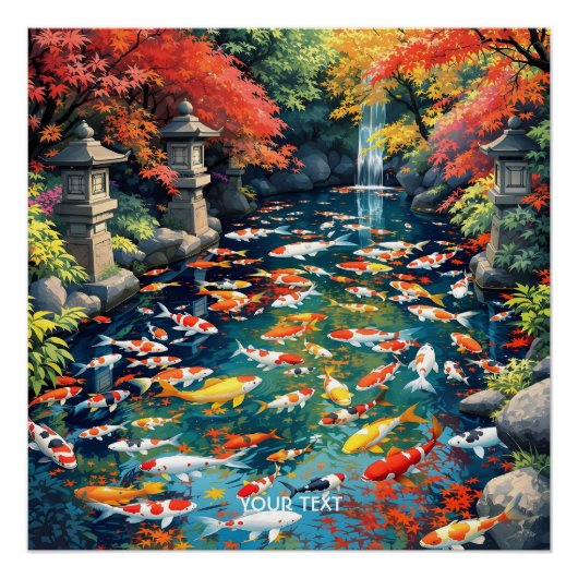 Fantasy Niedlich Koi Fish Pond Poster (Vorderseite)