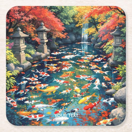 Fantasy Niedlich Koi Fish Pond Rechteckiger Pappuntersetzer (Vorderseite)