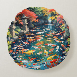 Fantasy Niedlich Koi Fish Pond Rundes Kissen