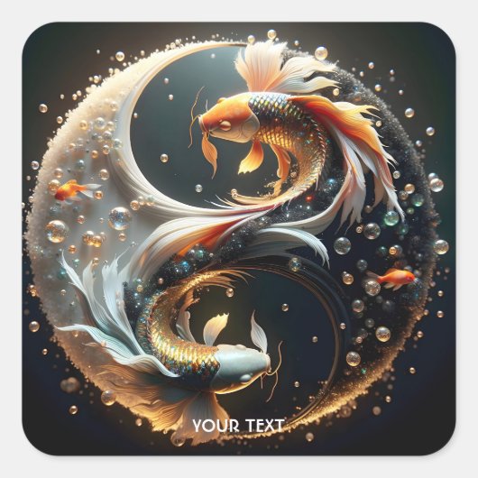 Fantasy Niedlich Koi Yang Quadratischer Aufkleber (Vorderseite)