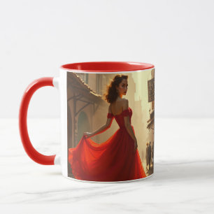 Fantasy Niedlich Lady Red Dress Tasse