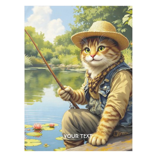 Fantasy Niedlich Lake Cat Fischen Tischdecke (Vorderseite)