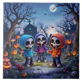 Fantasy Niedlich Laughing Chibi Skeletts Fliese (Vorderseite)