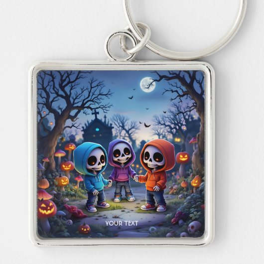 Fantasy Niedlich Laughing Chibi Skeletts Schlüsselanhänger (Vorne)