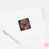 Fantasy Niedlich Lava Fire Face Face Face Quadratischer Aufkleber (Umschlag)