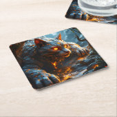 Fantasy Niedlich Lava Fire Tiger Rechteckiger Pappuntersetzer (angewinkelt)