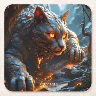 Fantasy Niedlich Lava Fire Tiger Rechteckiger Pappuntersetzer